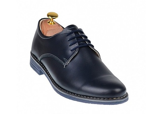 Oferta marimea  40, 42, 44 - Pantofi barbati, bleumarin,  casual-eleganti,  din piele naturala -  L859BLM